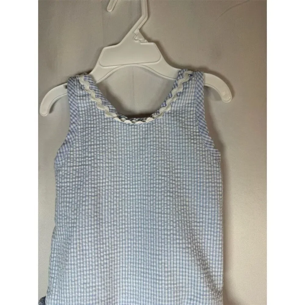Baby Girls One Piece Swimsuit Size 3T Blue White Gingham Ruffle Skirt